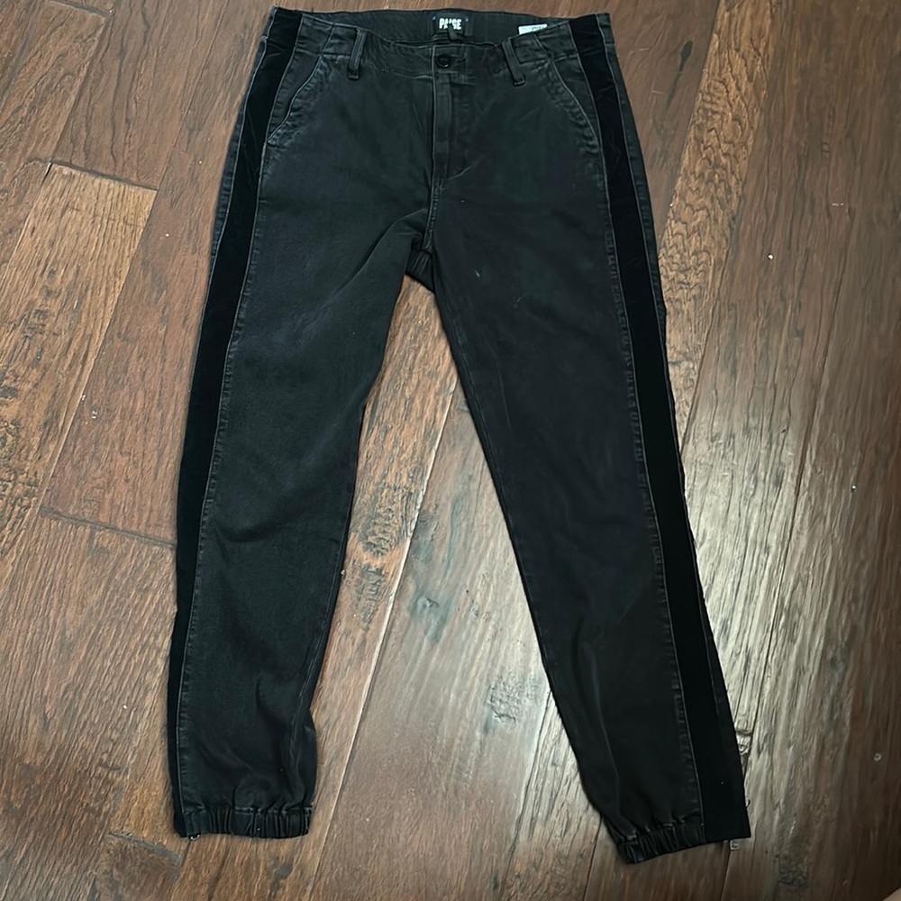 Paige Women Black Damen Mayslie Transcend Velvet Inset Mid Rise Jogger Size 30